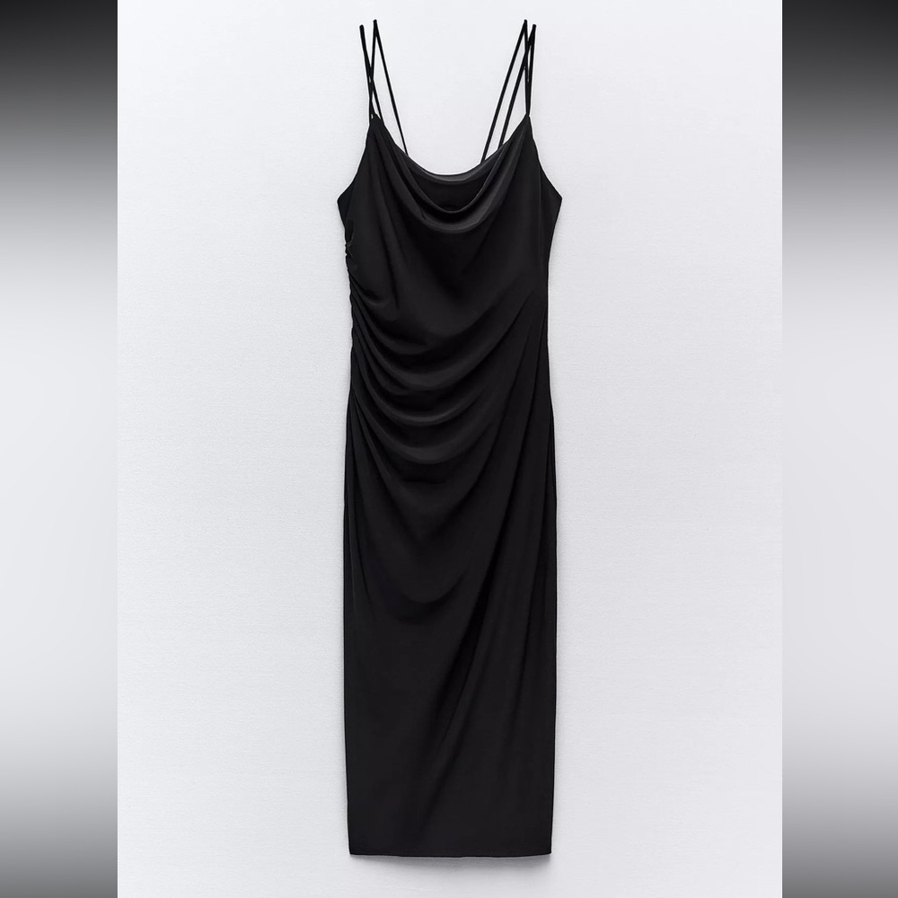 Zara Black Backless Draped Dress